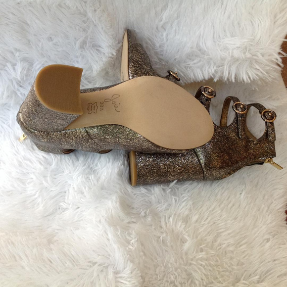 New Joie Laina Metallic Leather Heeled Sandals Retro Vintage Vibes - Picture 8 of 8